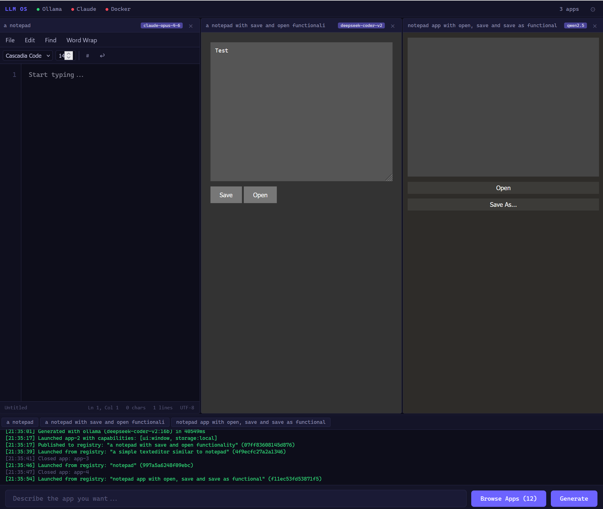 Notepad apps from three different models showing quality differences